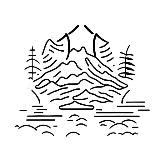 mountain waterfall canyoning tattoo design idea