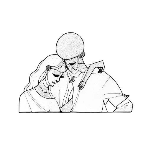a man and woman hugging tattoo design idea
