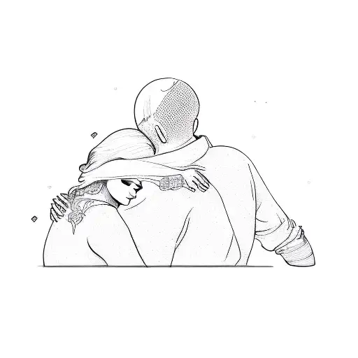 a man and woman hugging tattoo design idea