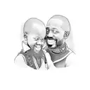 African king and son holding hands tattoo design idea