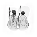African king and son holding hands tattoo design idea