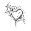 realistic heart with flowers coming out with a bandaid  tattoo design idea