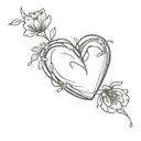 realistic heart with flowers coming out with a bandaid  tattoo design idea