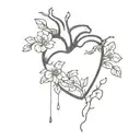 realistic heart with flowers coming out with a bandaid  tattoo design idea