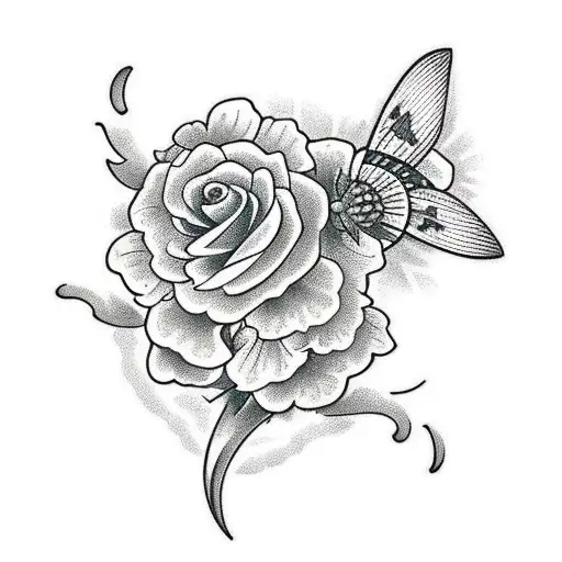 moth with a couple flowers on the side  tattoo design idea
