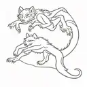 tarantula doing a kickflip surrounded by Siberian husky tattoo design idea