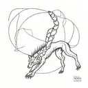 tarantula doing a kickflip surrounded by Siberian husky tattoo design idea