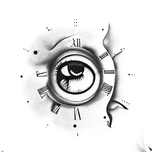 eye in clock upper arm tattoo  tattoo design idea