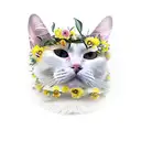 A yellow and white cat wearing a crown of flowers tattoo design idea