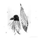 crow feathers  scattered around tattoo design idea