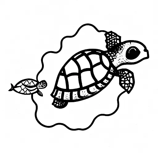 corals and sea turtle tattoo design idea
