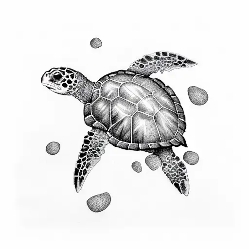 corals and sea turtle sleeve tattoo design idea