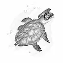 corals and sea turtle tattoo design idea