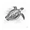 corals and sea turtle tattoo design idea