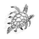 corals and sea turtle tattoo design idea