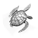 corals and sea turtle tattoo design idea