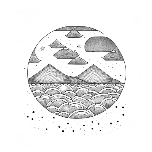Ocean and Mountain tattoo design idea