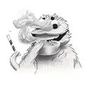 cookie monster smoking weed while eating cookies tattoo design idea