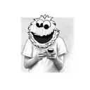 cookie monster smoking weed while eating cookies tattoo design idea