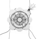 Incorporate a continuous red thread symbolizing eternal connection and fate, intertwined with meaningful words or phrases tattoo design idea