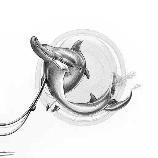 A stethoscope forming the shape of a dolphin tattoo design idea