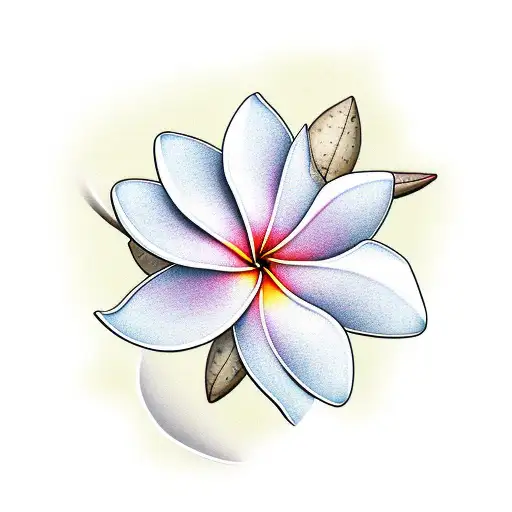 Plumeria tree with falling flowers and petals tattoo design idea