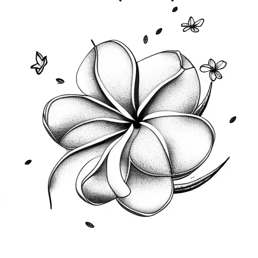 Plumeria tree with falling flowers and petals tattoo design idea