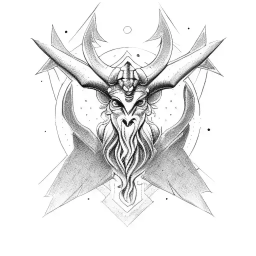 Cartoon Baphomet tattoo design idea