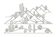 landscape filled with cacti tattoo design idea