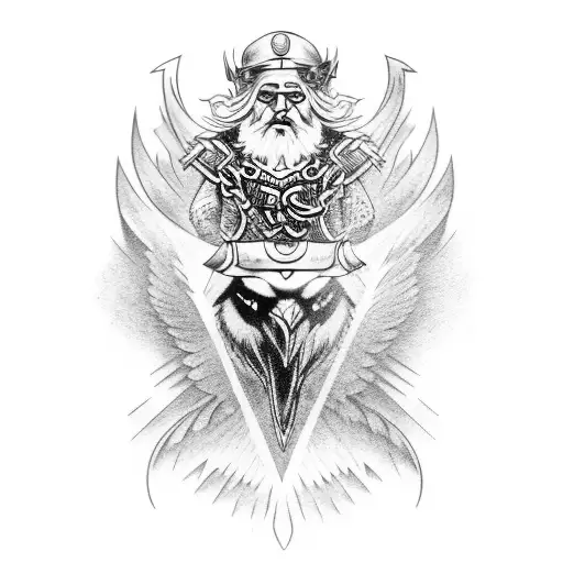 Odin and his ravens tattoo design idea