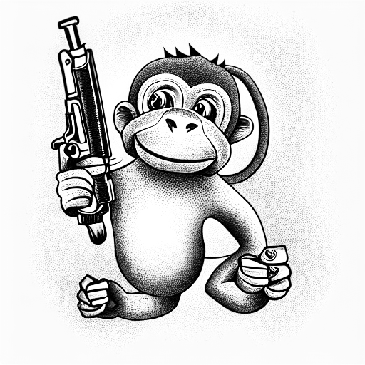 monkey with bananna gun tattoo design idea