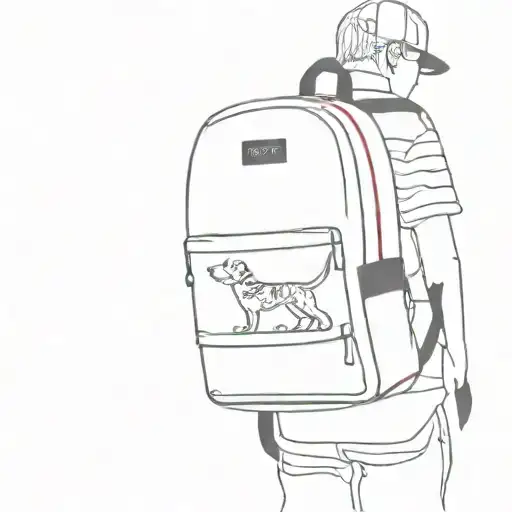 dog, musical notes, red jansport backpack, beach waves, sun tattoo design idea