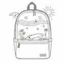 beach waves, sun, dog, musical notes, red jansport backpack (do not put them in the bag)  tattoo design idea