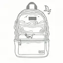 beach waves, sun, dog, musical notes, red jansport backpack (do not put them in the bag)  tattoo design idea