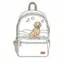 beach waves, sun, dog, musical notes, red jansport backpack (do not put them in the bag)  tattoo design idea
