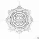 A dotwork mandala incorporating each child's name and birthdate tattoo design idea