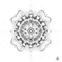 A dotwork mandala incorporating each child's name and birthdate tattoo design idea