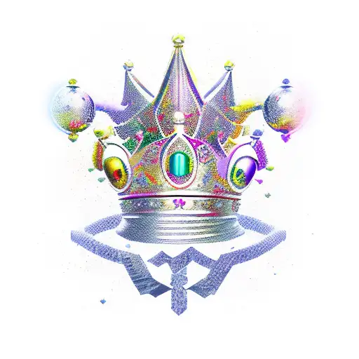 Queen's Crown with followers around it in a V shape tattoo design idea
