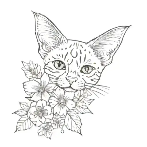 draw me a unique package of mini tattoos with sketches, thin and minimalistic fine lines, cat birds, butterflies, bows,  tattoo design idea