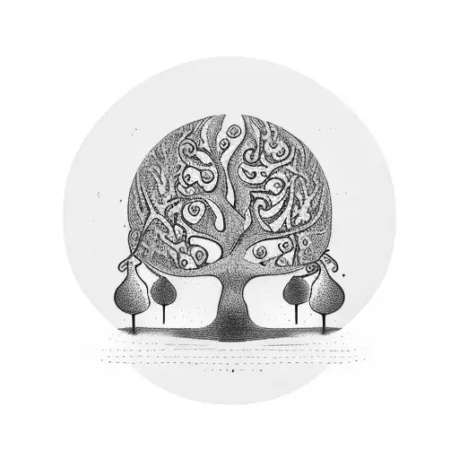 hourglass tree with roots turning into book tattoo design idea