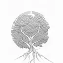hourglass tree with roots turning into book tattoo design idea
