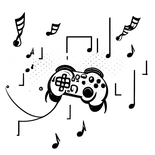 Game controller with musical notes tattoo design idea