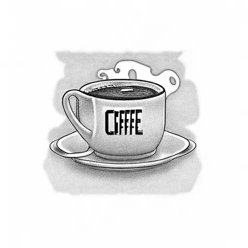 A coffee mug with an electrical circuit design and the words 'Powered by Caffeine' tattoo design idea