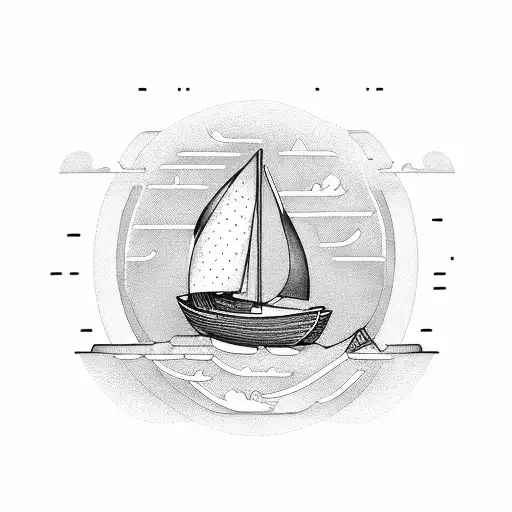 An open book with a boat sailing on its pages tattoo design idea