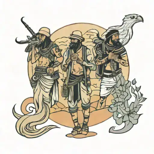 four people in the desert tattoo design idea