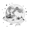 moon with JJ tattoo design idea