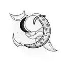 crescent moon with JJ initials tattoo design idea