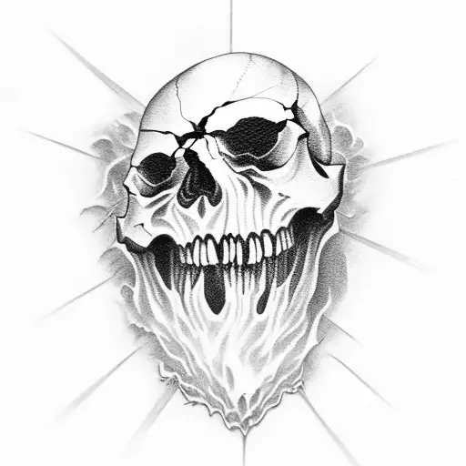 A demonic skull engulfed in dark smoke tattoo design idea