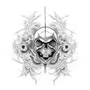 A demonic skull engulfed in dark smoke tattoo design idea