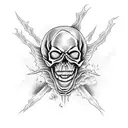 A demonic skull engulfed in dark smoke tattoo design idea